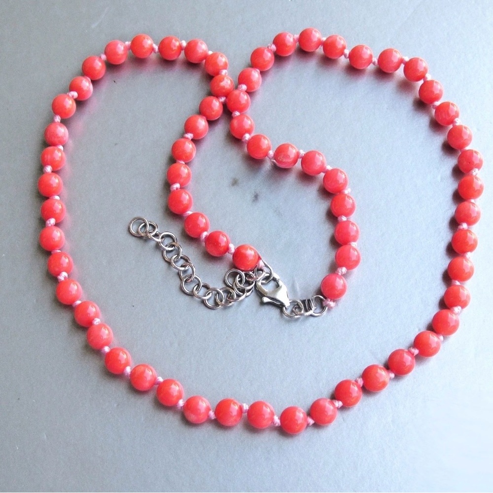 Salmon coral sterling silver 925 necklace